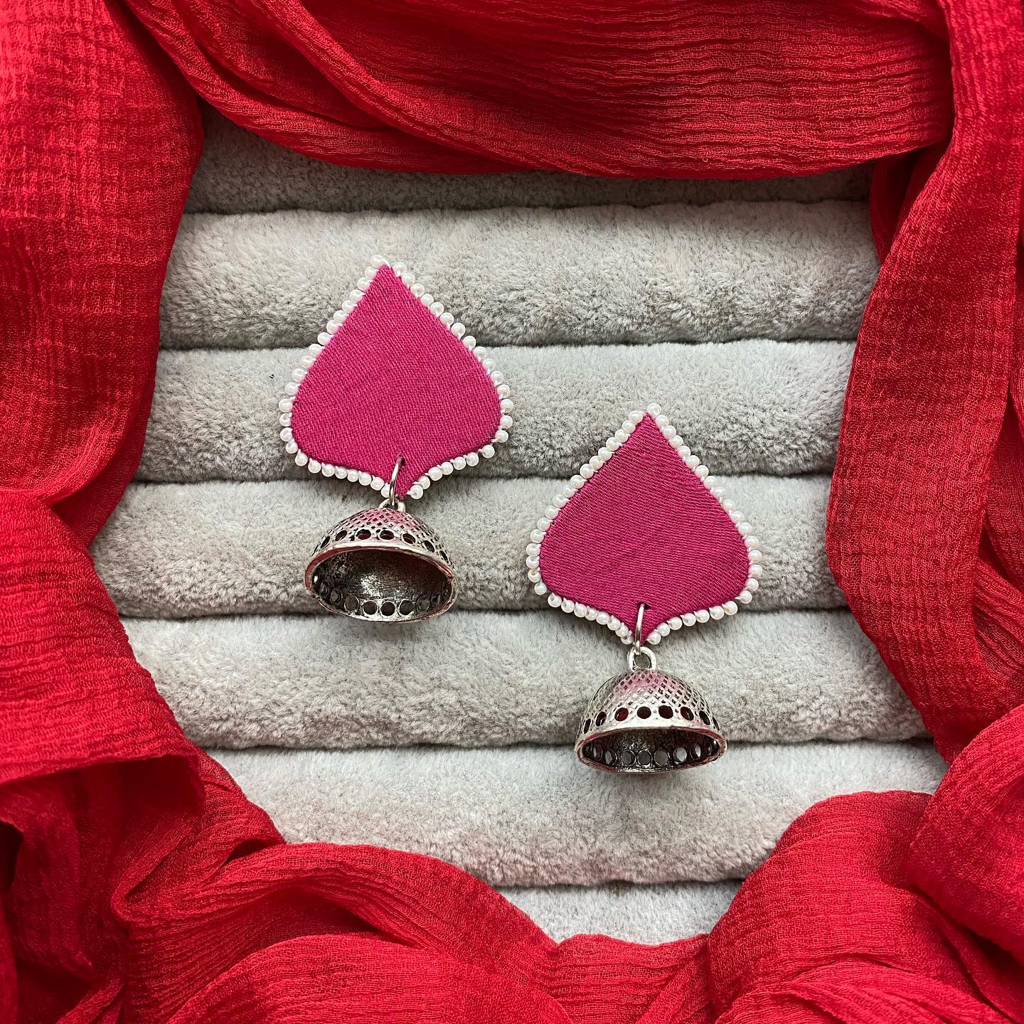 Heart leaf Silver Jumka  earring