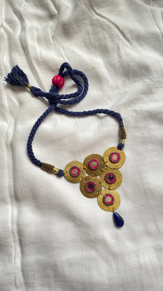 Pink Tridevya Brass Necklace