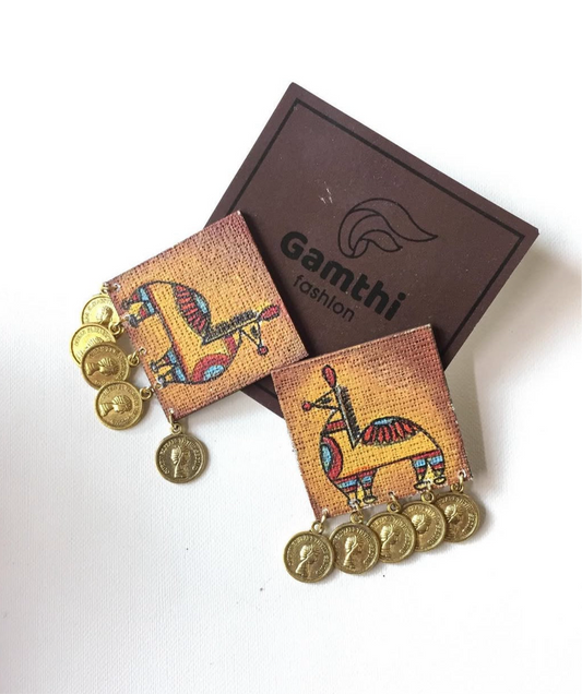 Camel  Painted Earring