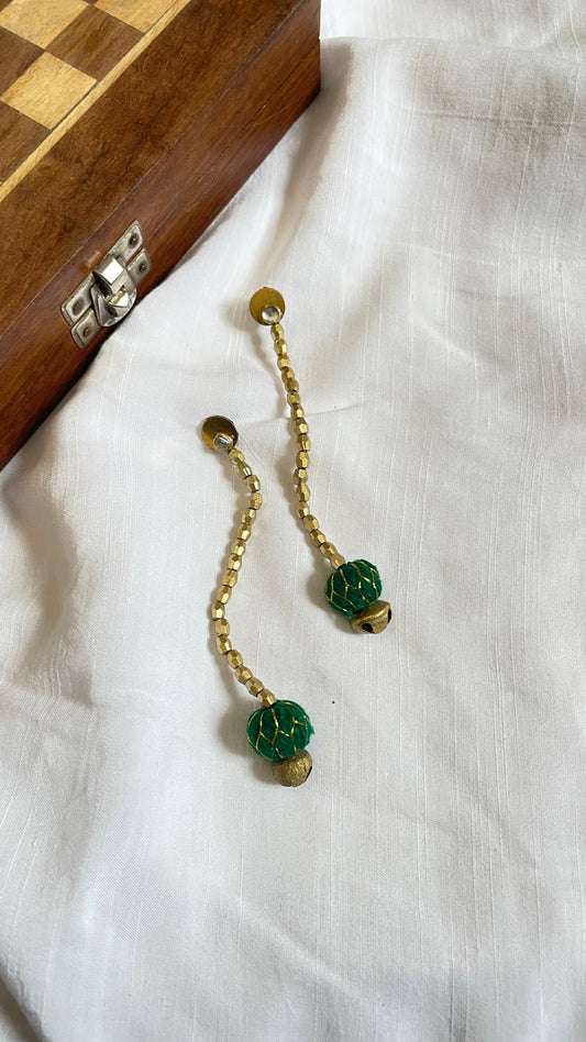 Green Lehariya  brass earrings