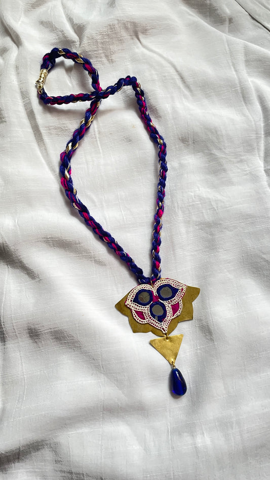 Blue Padmika Brass Necklace