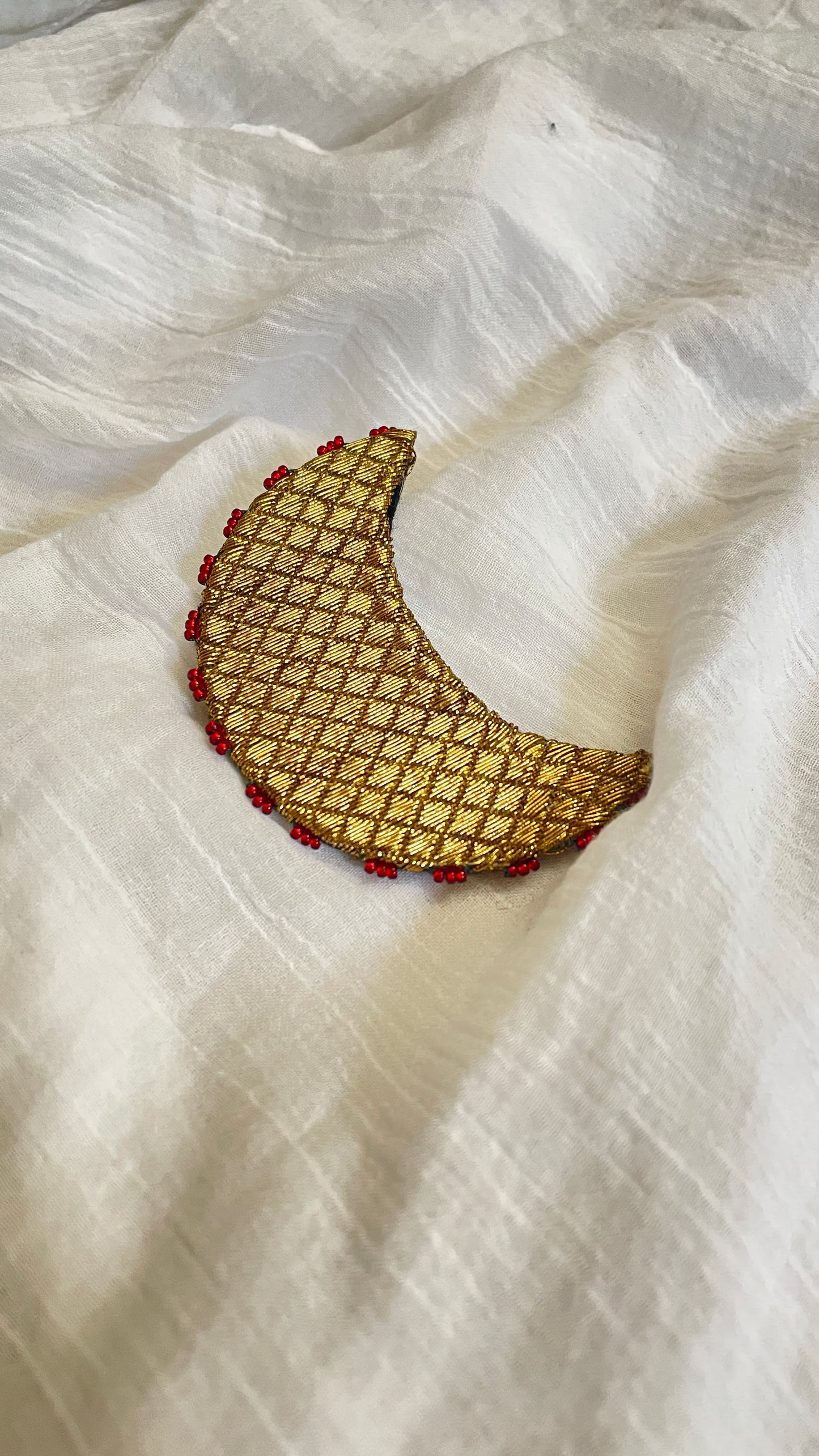 Antique glittery moon hair clip