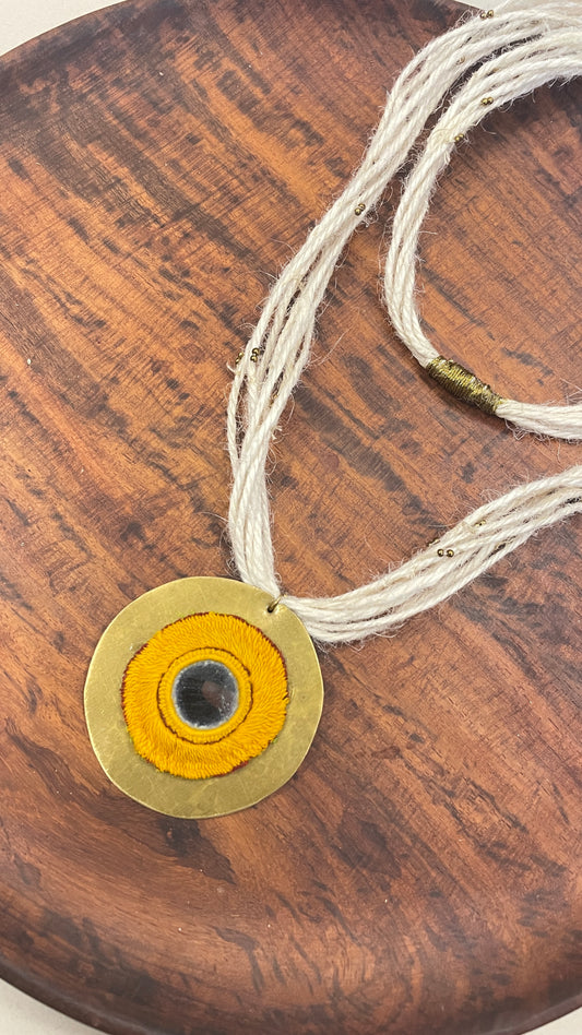 Yellow Boho Sunray Handmade Brass Necklace