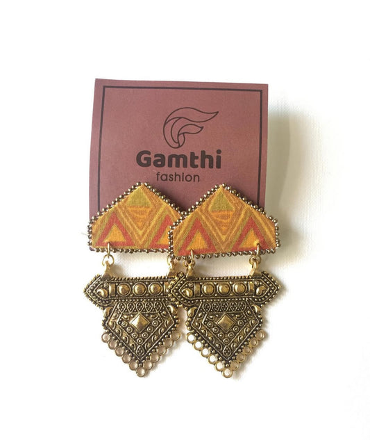 Yellow drop Fabric Earrings