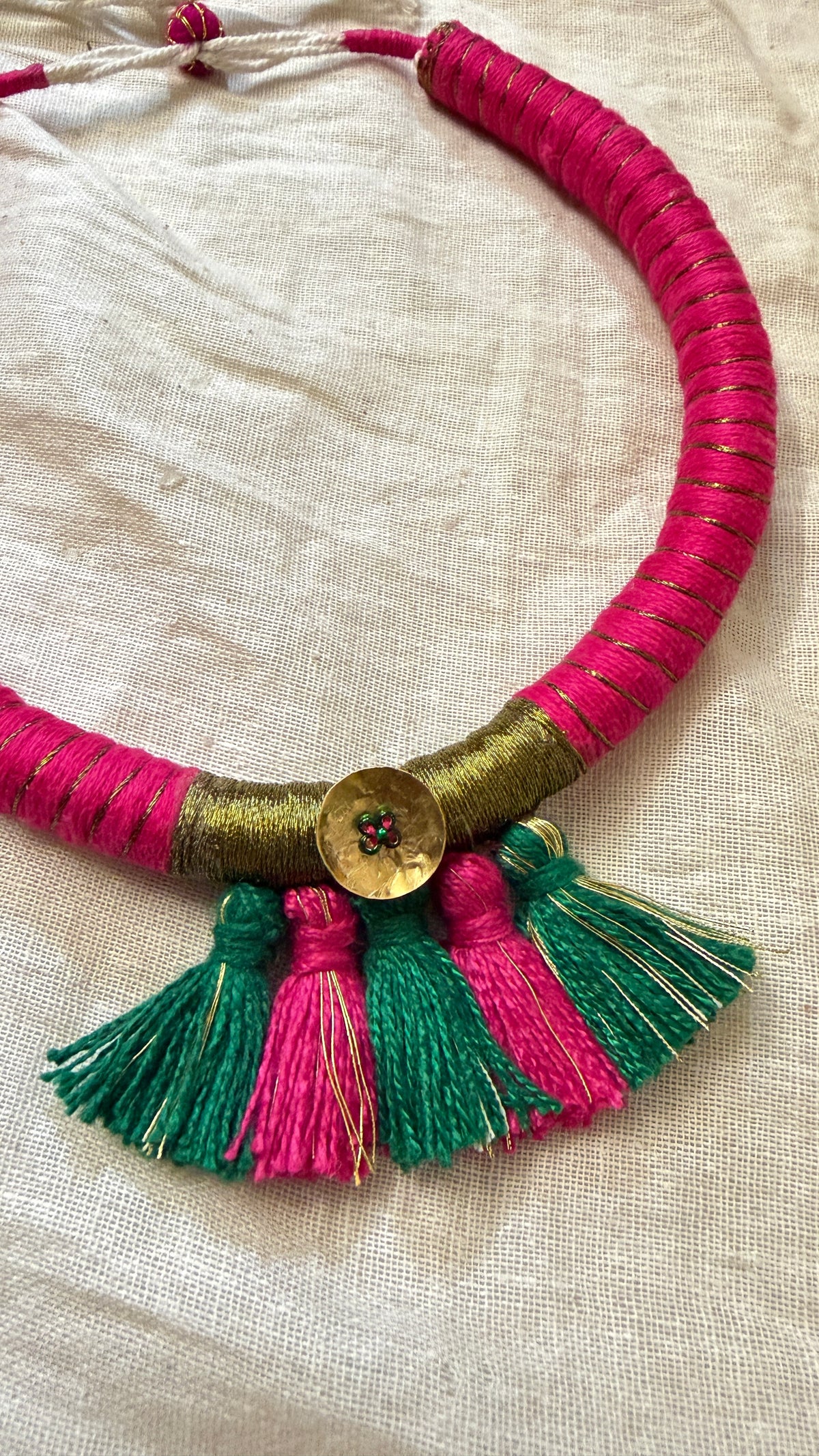 Pink tassel necklace