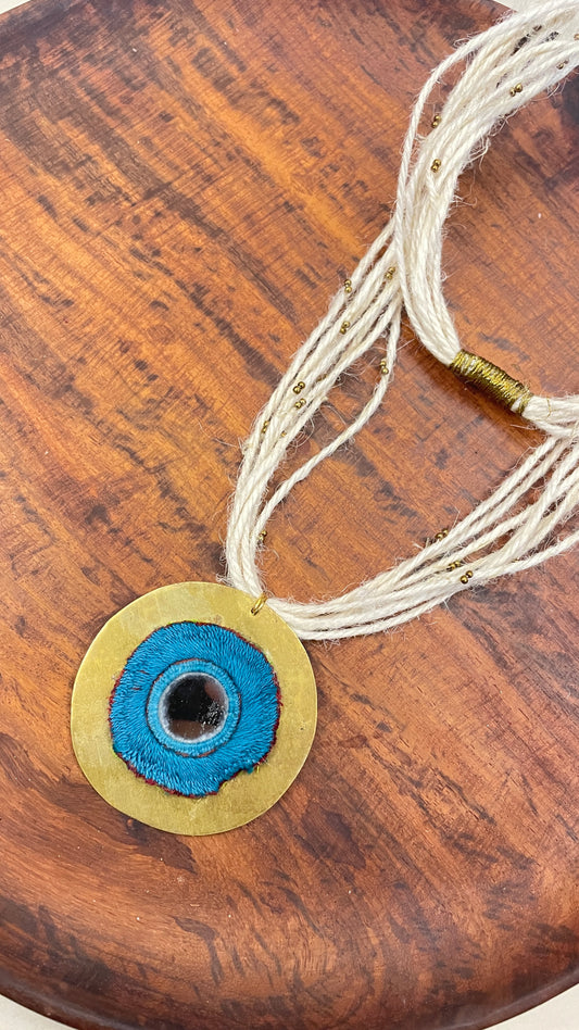 Sky blue Boho Sunray Handmade Brass Necklace