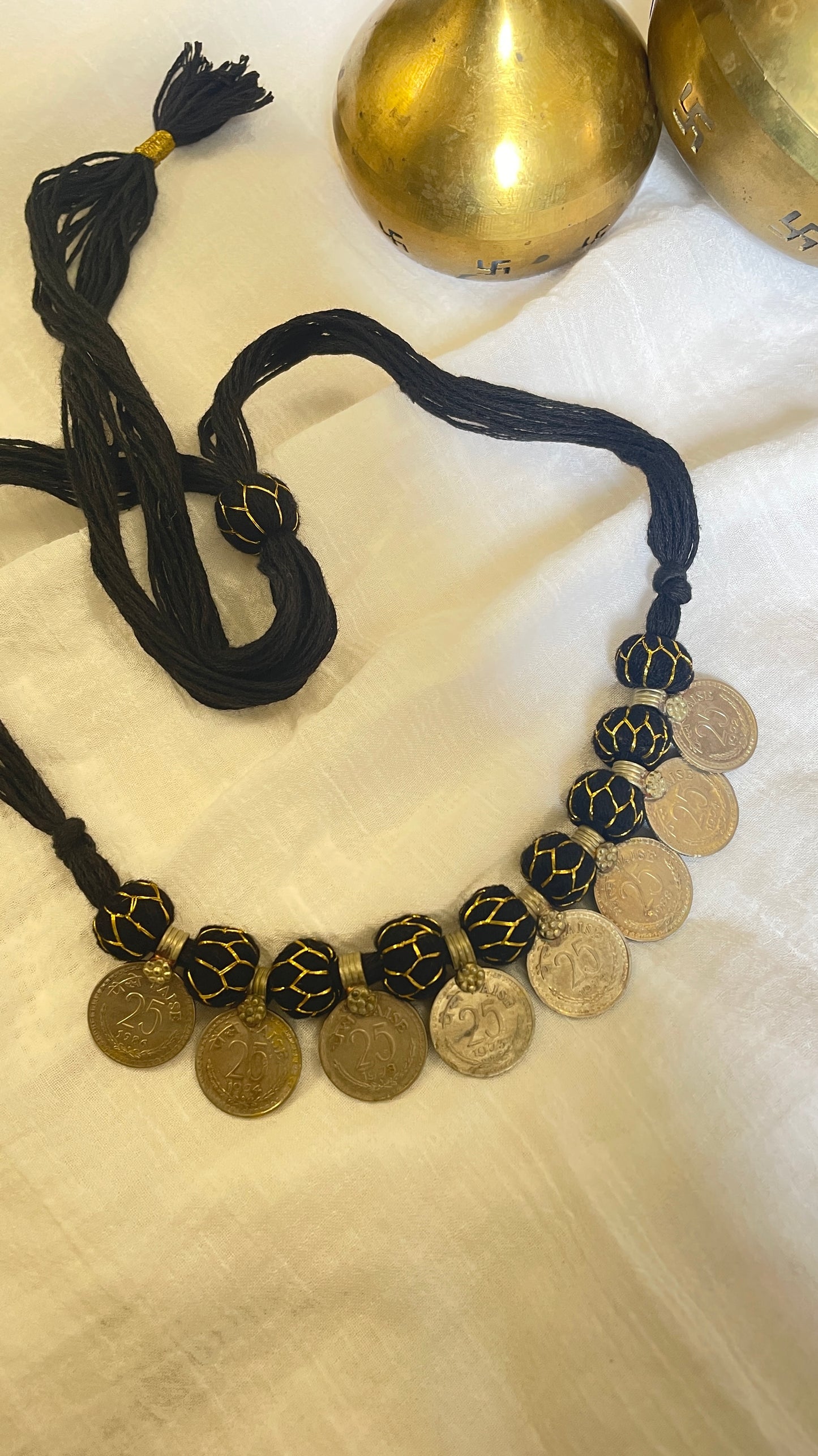 Black 25paisa coin Vintage Necklace