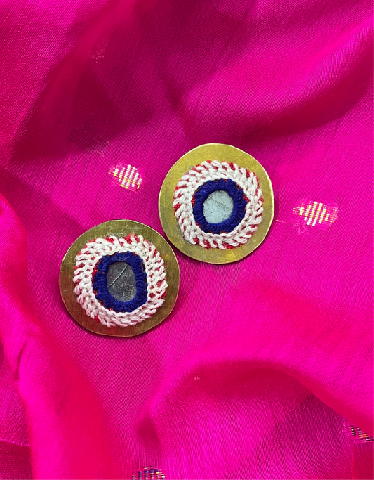 blue round brass stud
