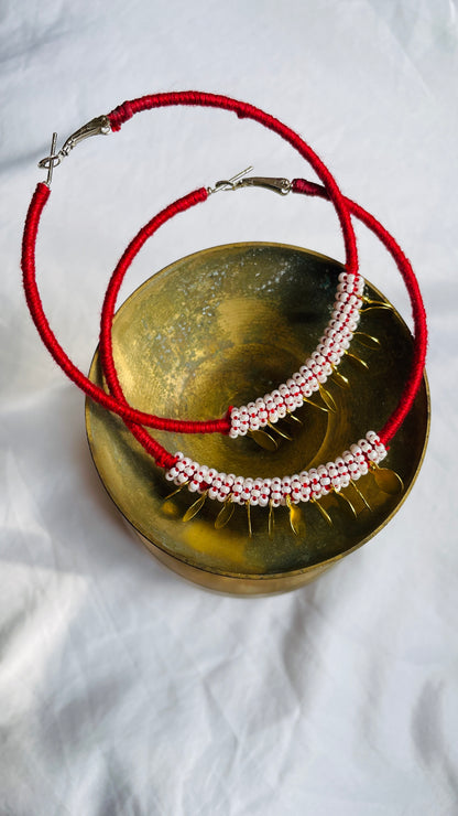 Red Hoop Earring