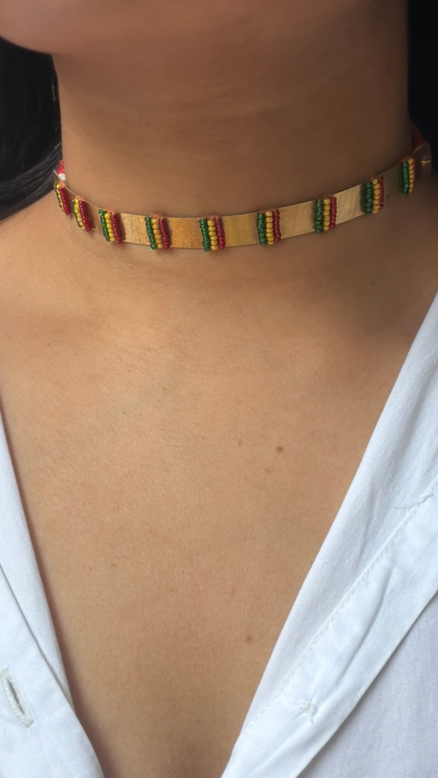 Multi colour moti choker