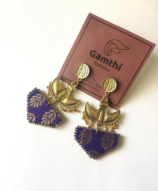 Purple drop Fabric Earrings