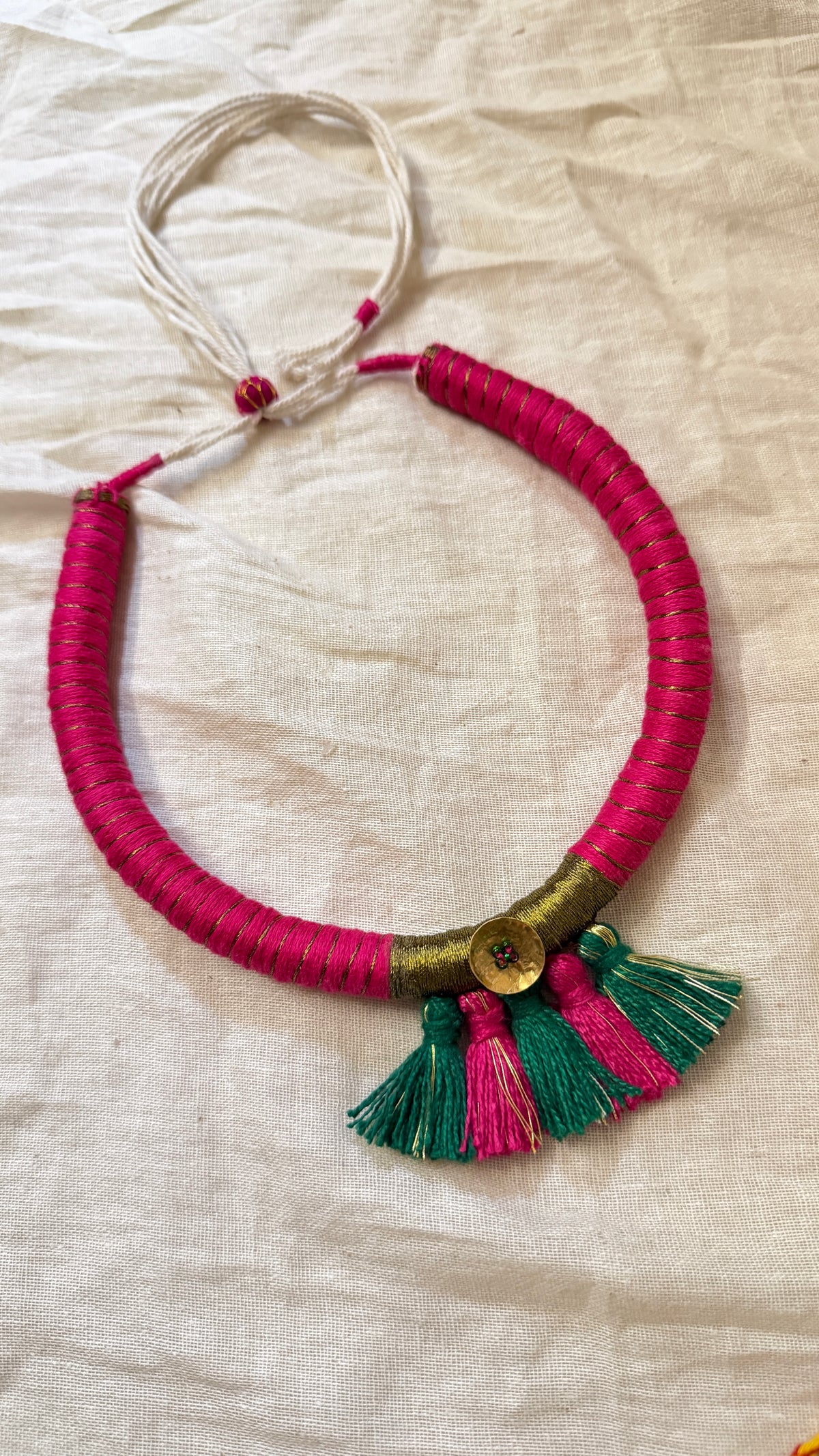 Pink tassel necklace