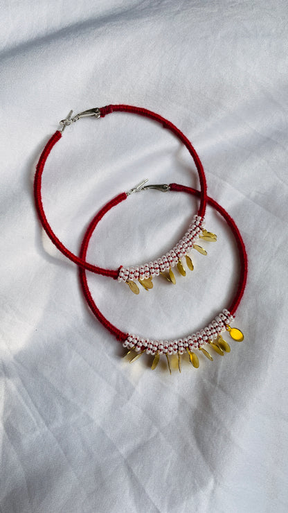 Red Hoop Earring
