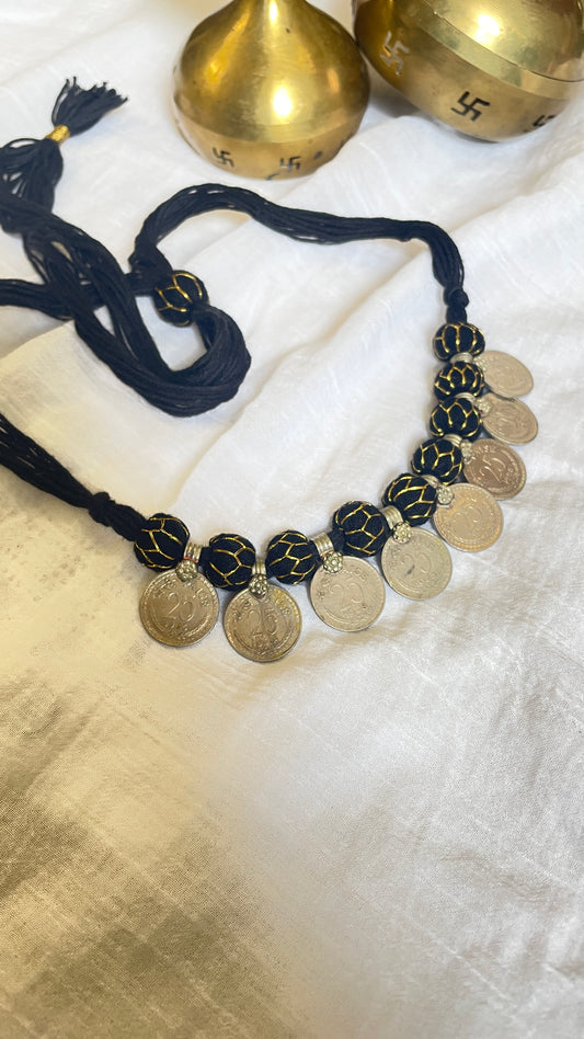 Black 25paisa coin Vintage Necklace