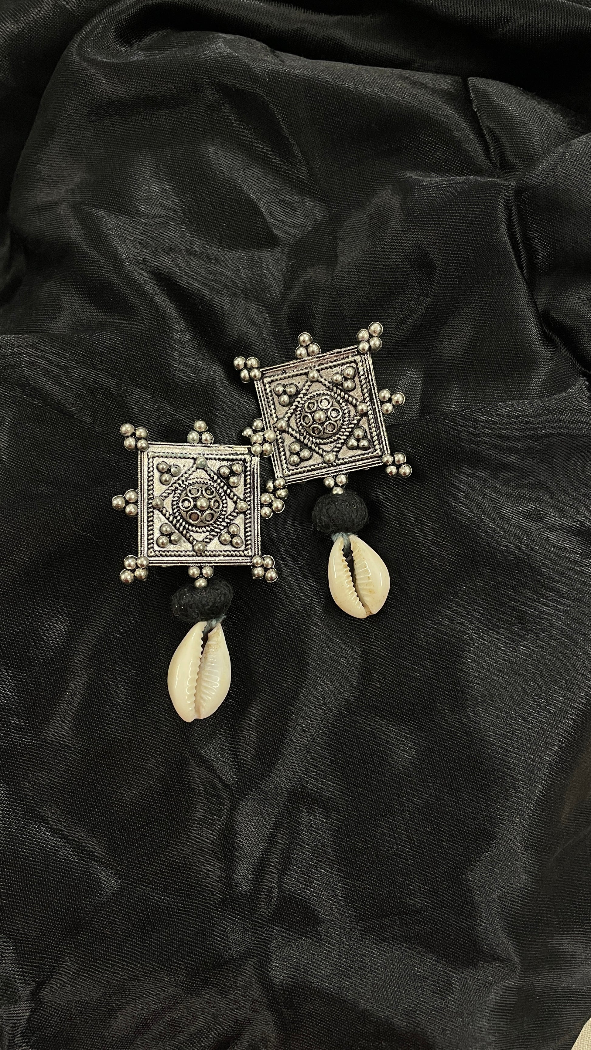 Black Oxidize Earrings By Gamthi Fashion