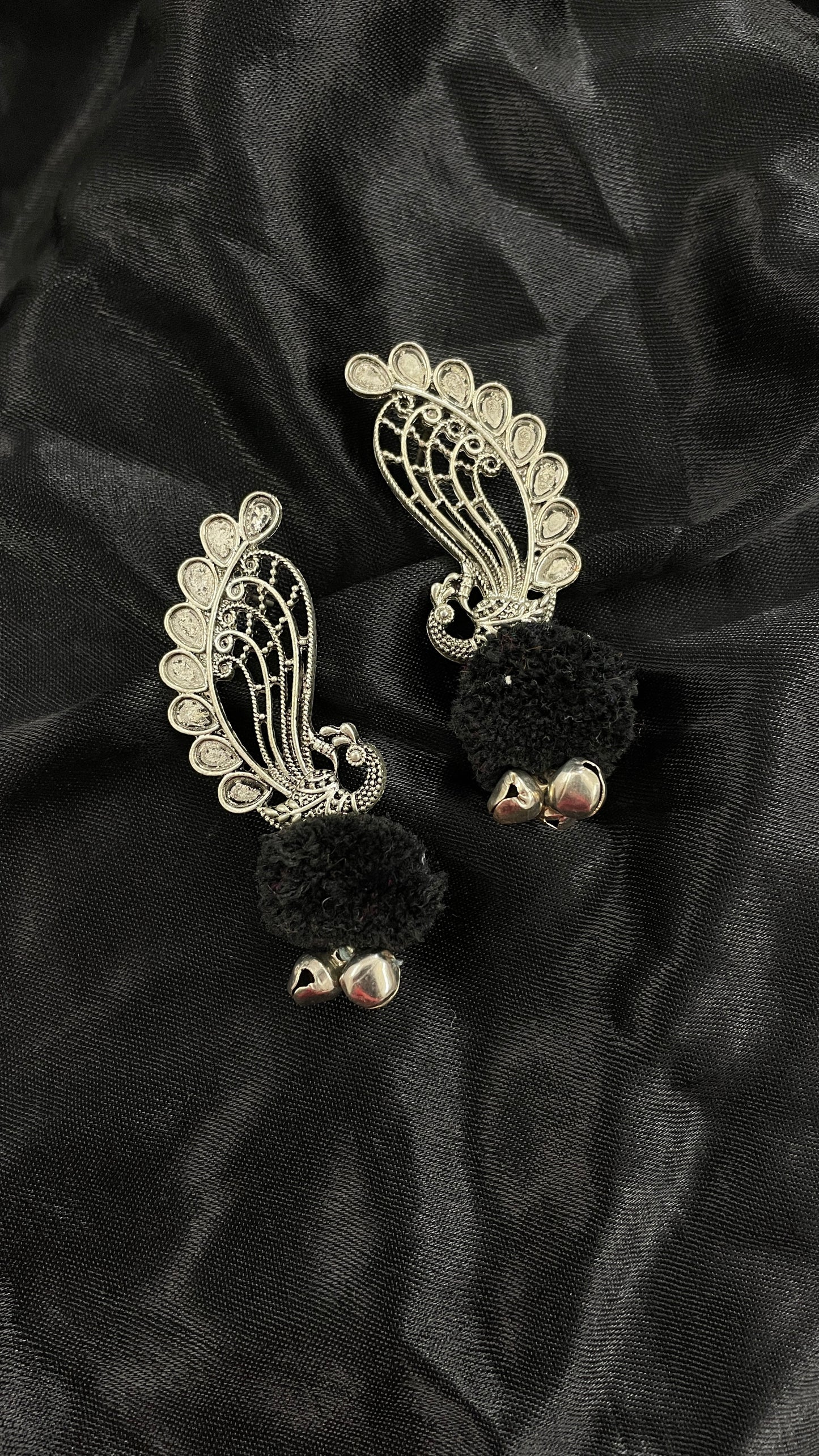 Black Peacock Oxidize Earrings By Gamthi Fashion
