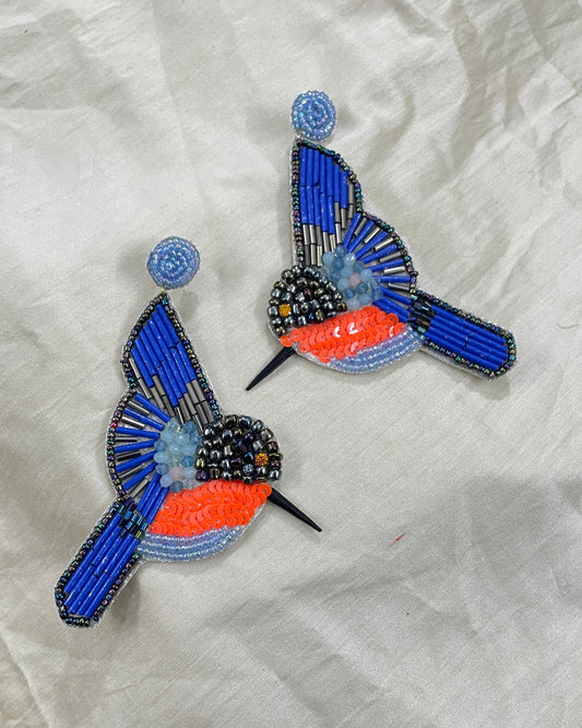 Blue Bird Beaded Earrings By Gamthi Fashion