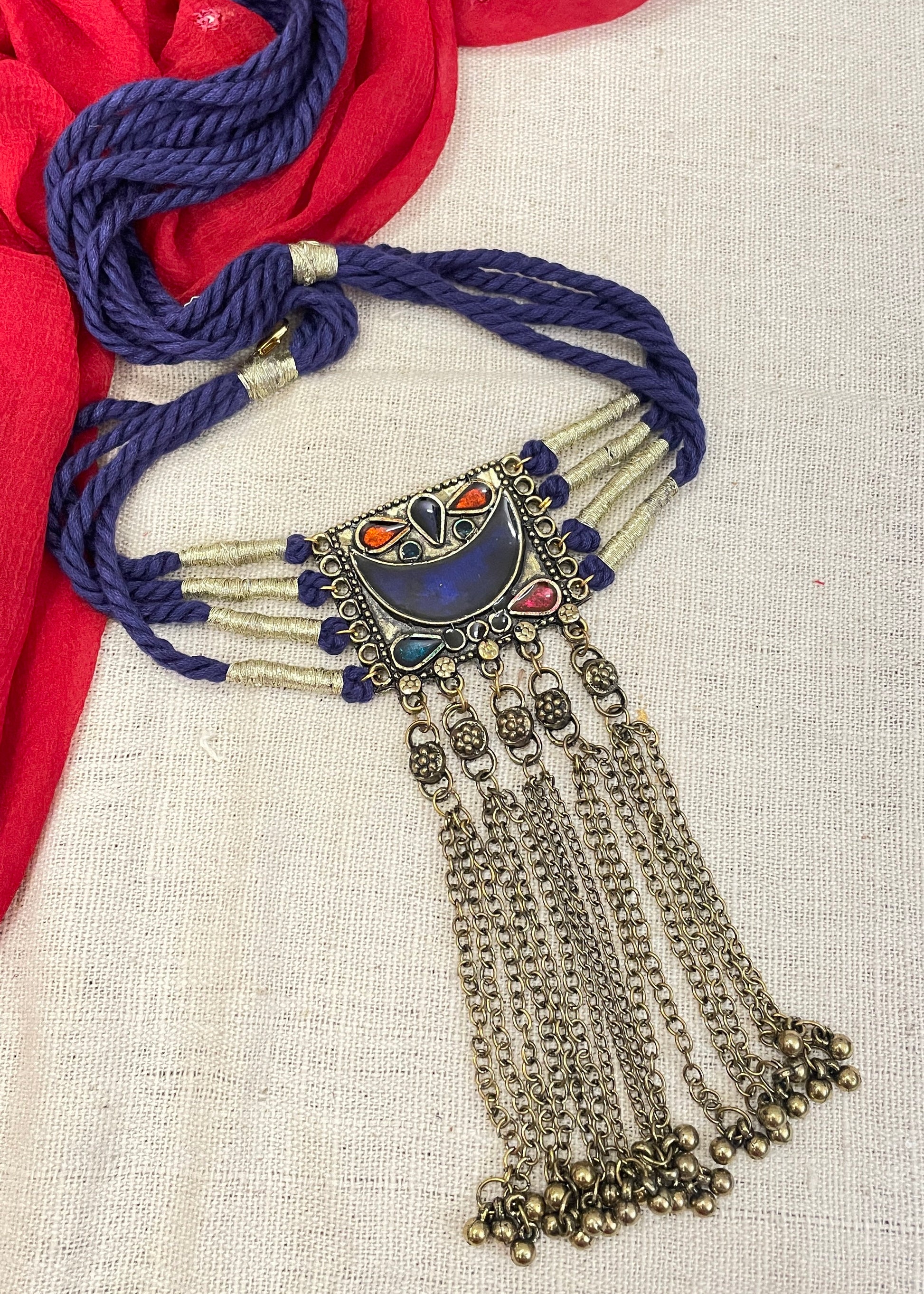 Blue Chandrikaa Brass Necklace By Gamthi Fashion
