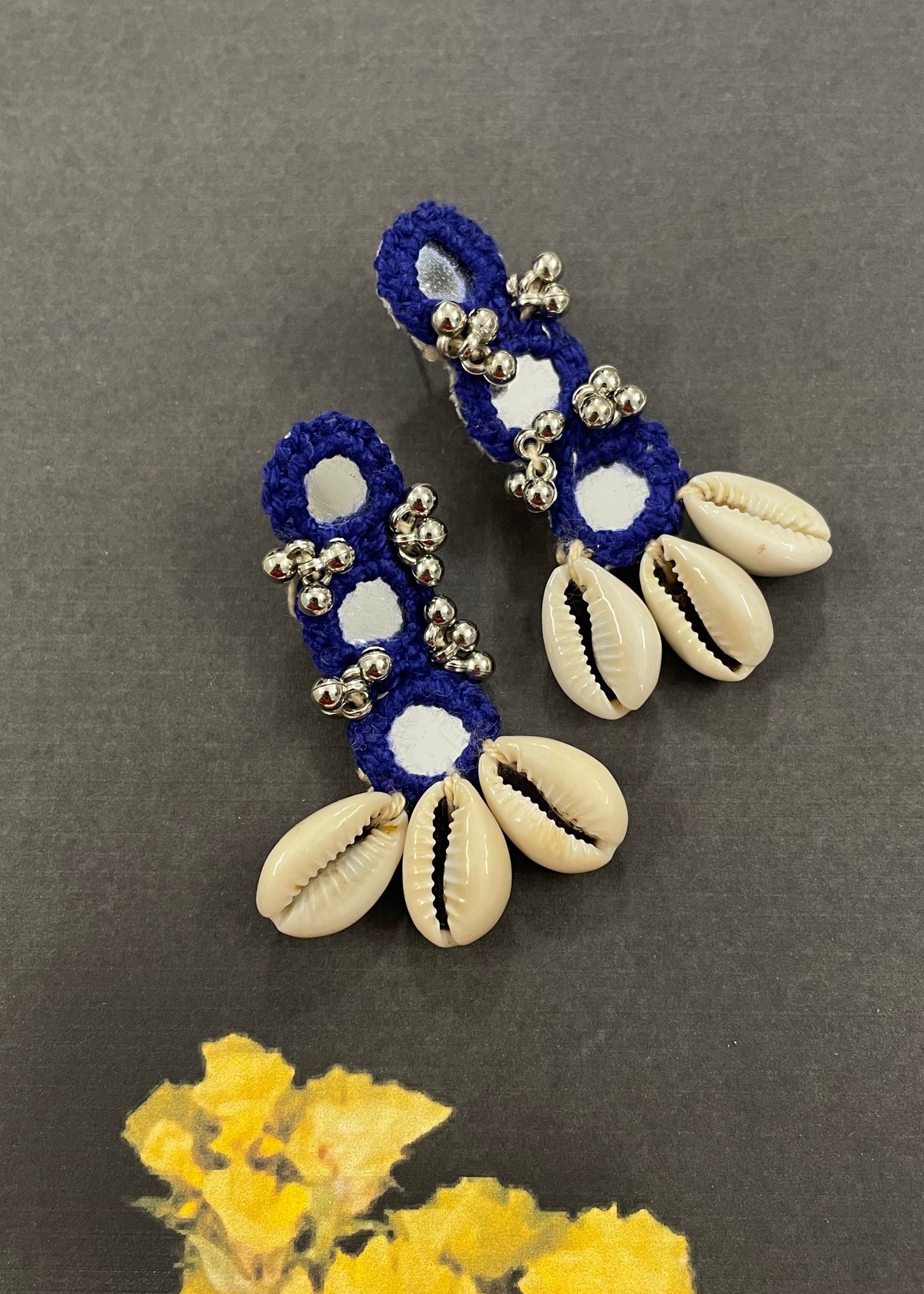 Blue Mirror Work Earrings By Gamthi Fashion