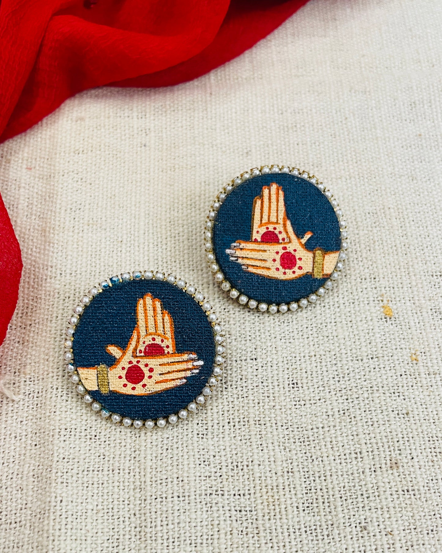 Blue Mudra Hand Painted Earring By Gamthi Fashion