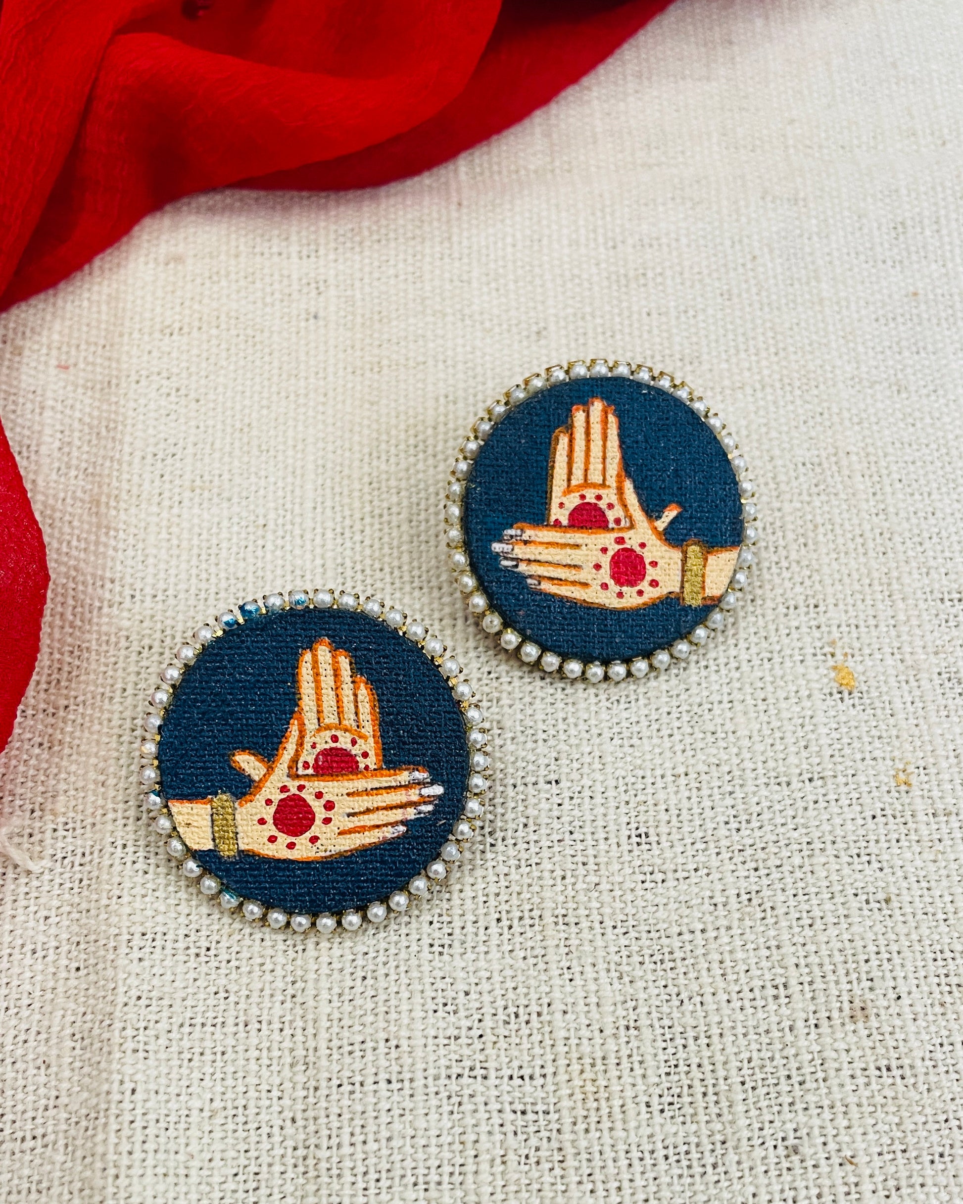 Blue Mudra Hand Painted Earring By Gamthi Fashion