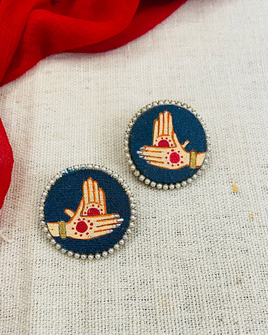 Blue Mudra Hand Painted Earring By Gamthi Fashion