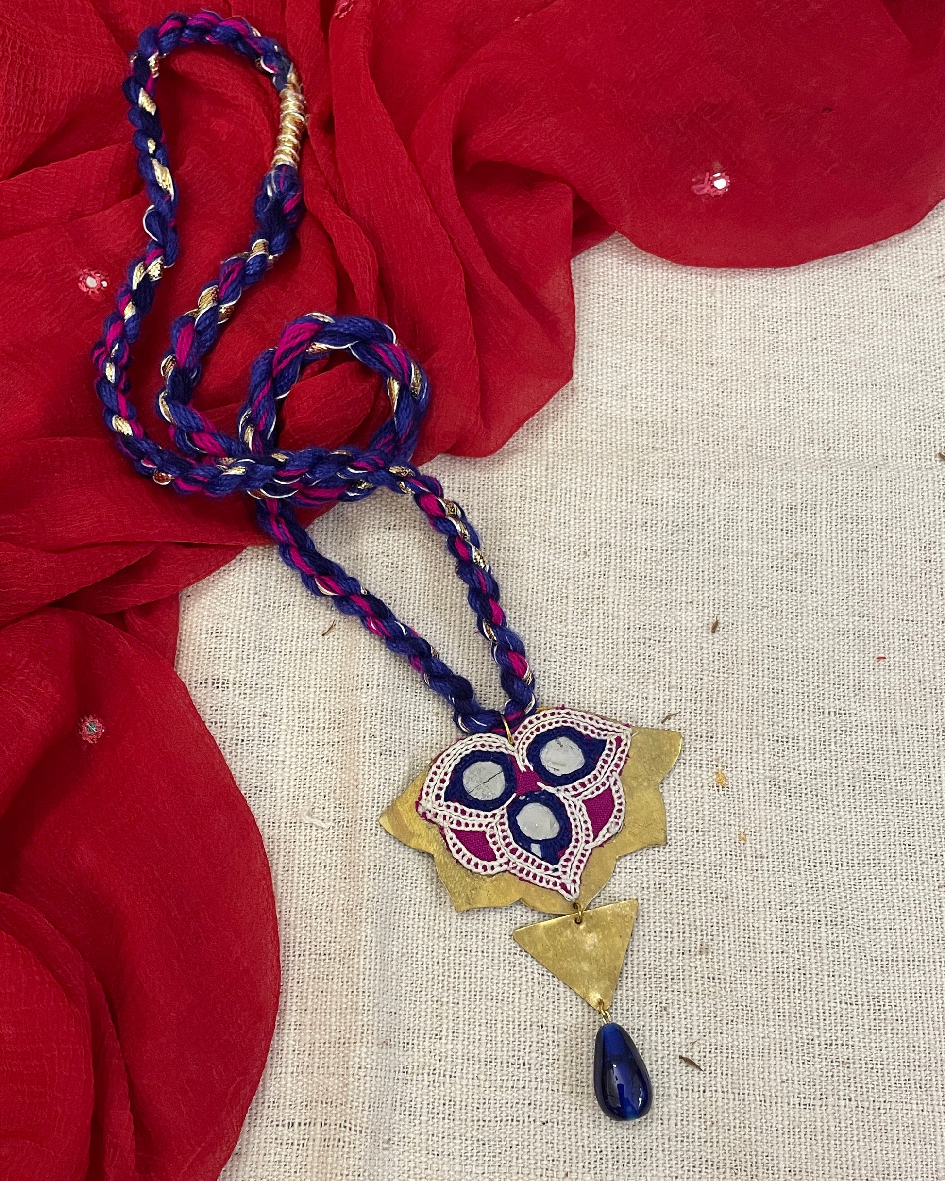 Blue Padmika Brass Necklace By Gamthi Fashion