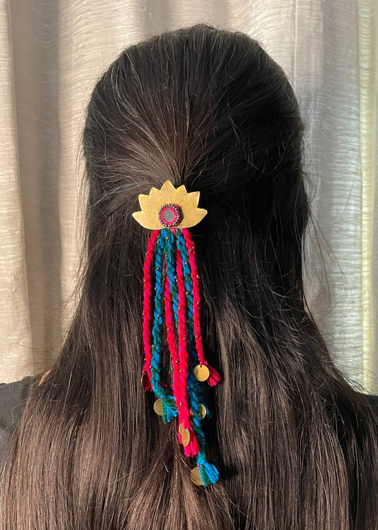 Boho Brass Lotus Tassel Hair Clip By Gamthi Fashion