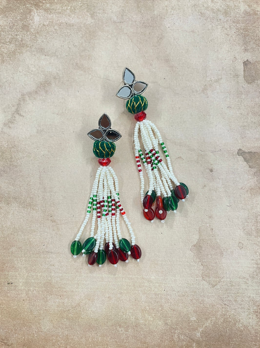 Boho Style Silver Leaf Danglers By Gamthi Fashion