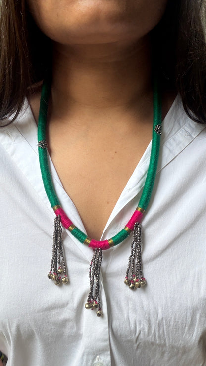 Hara gulabi tassel necklace