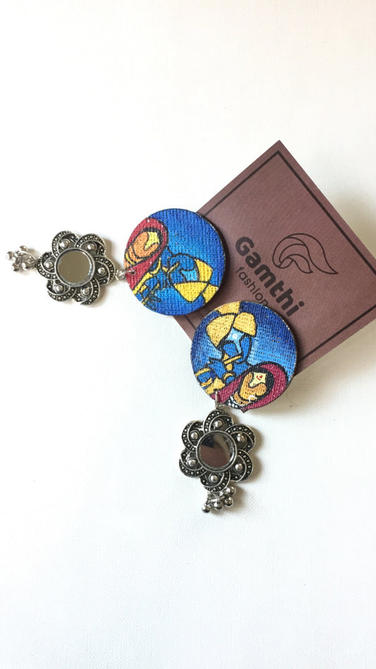 Radha Krishna Hand Painted Earring