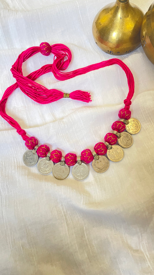 Pink 25paisa coin Vintage Necklace