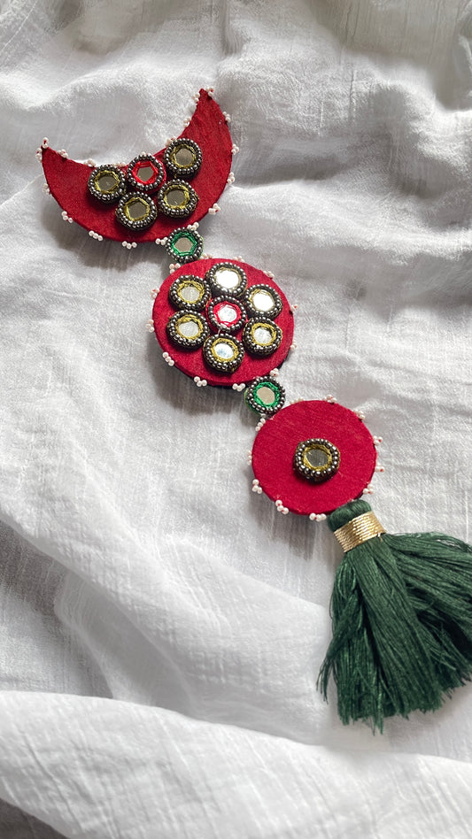 Red Chand Sitara hair accessory