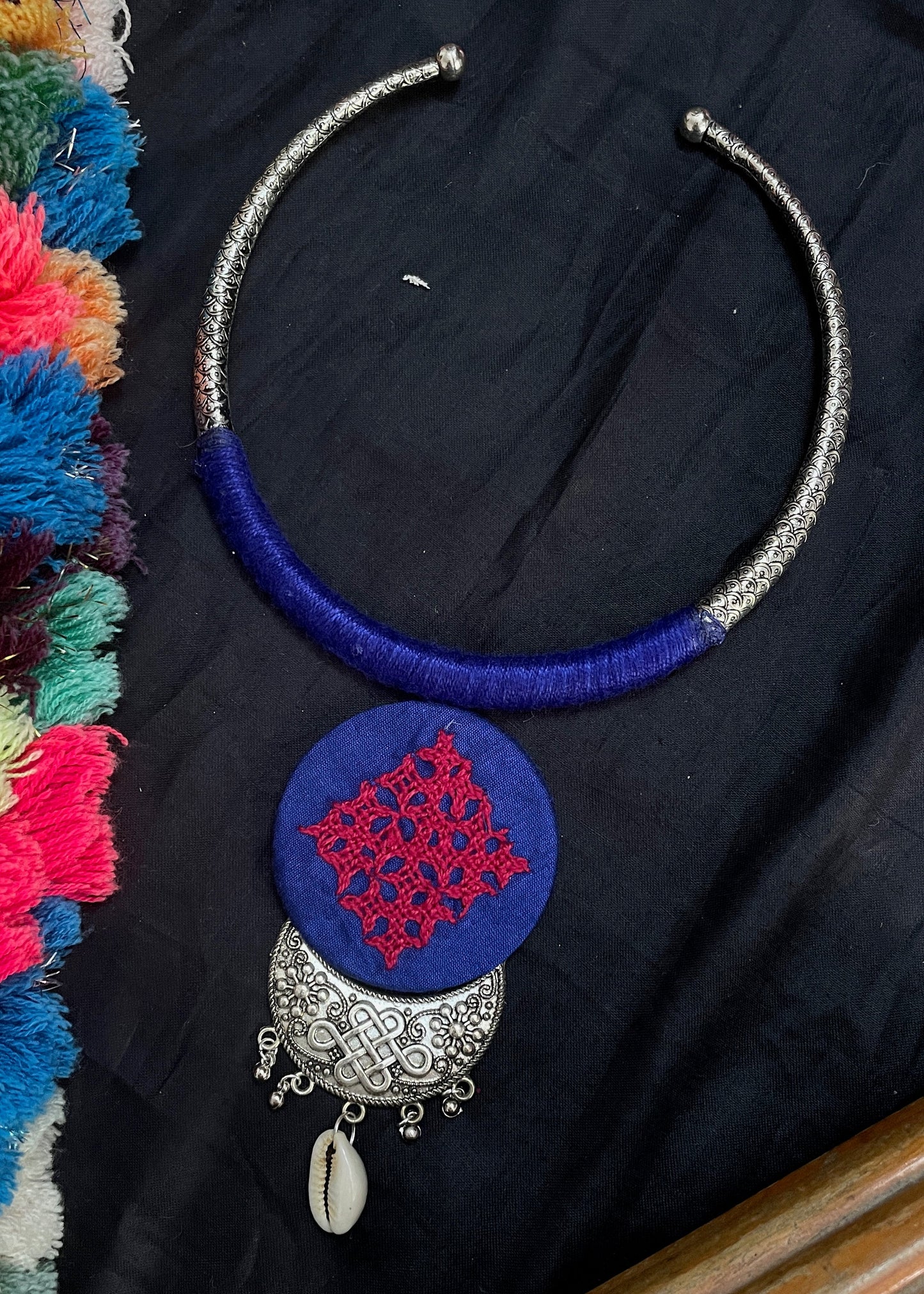 Dark Blue Kutchi Necklace By Gamthi Fashion