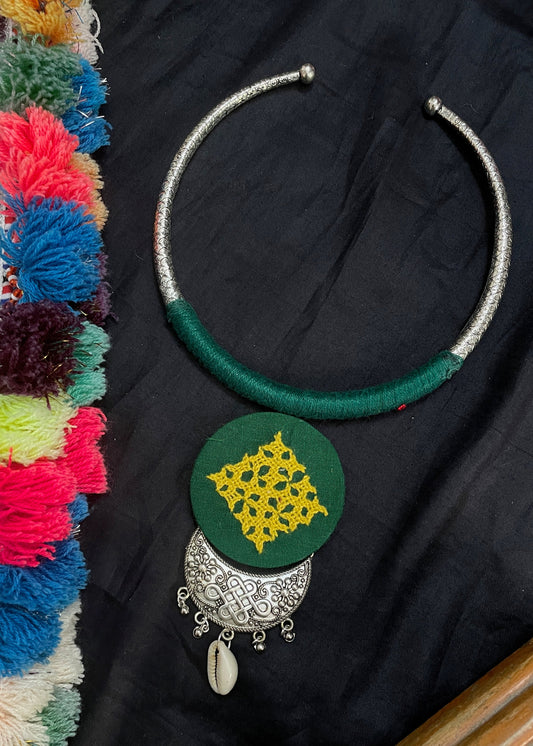Dark Green Kutchi Necklace By Gamthi Fashion
