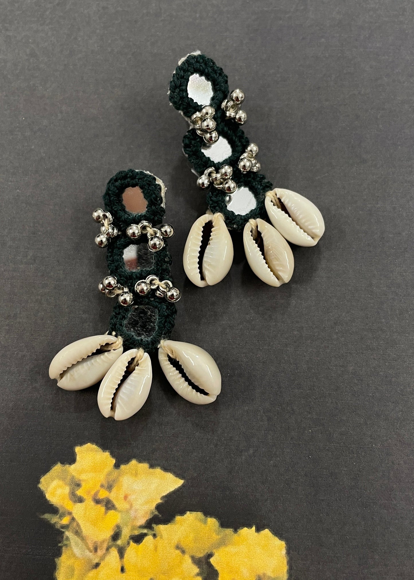 Dark Green Mirror Work Earrings By Gamthi Fashion