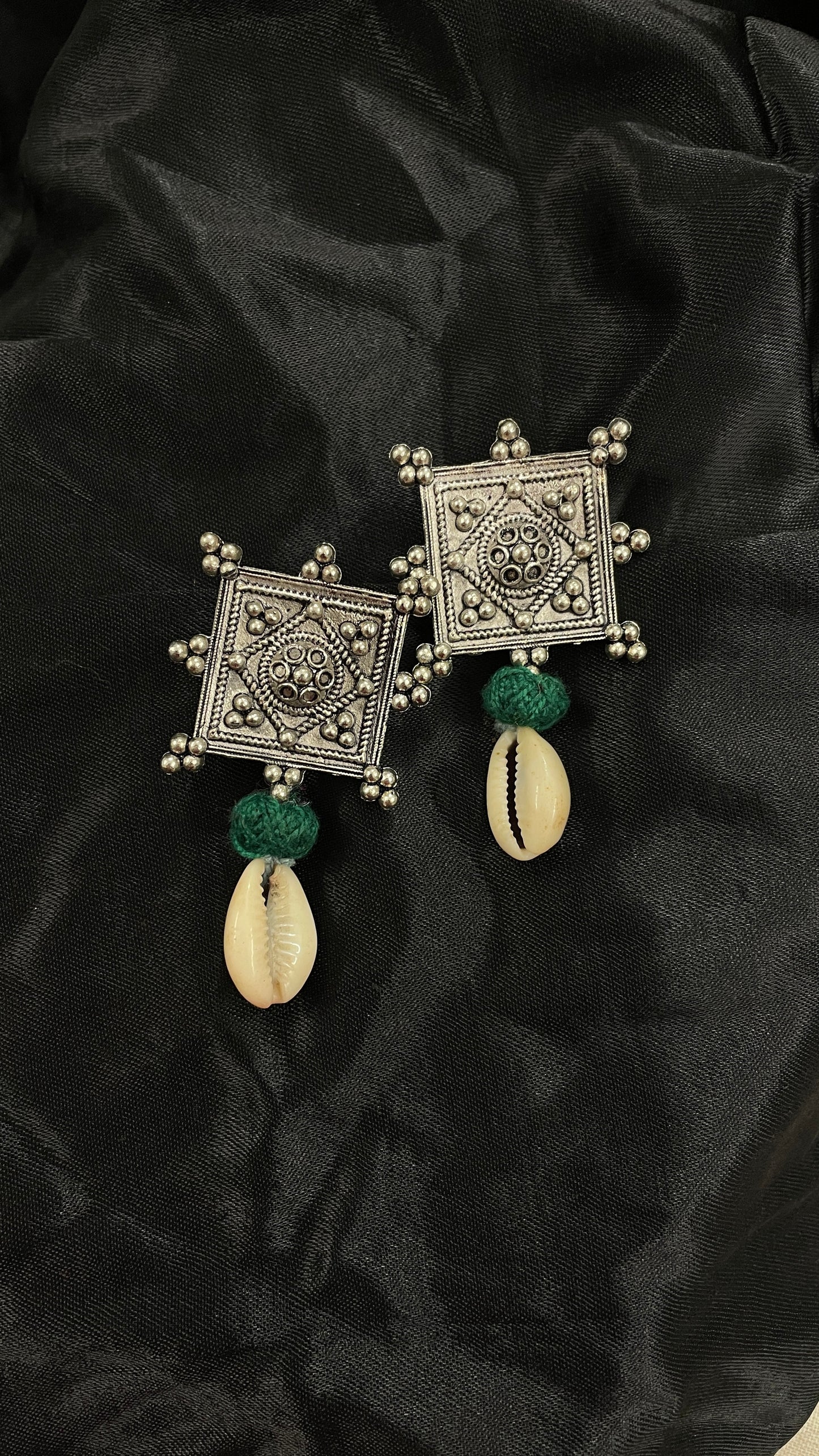 Dark Green Oxidize Earrings By Gamthi Fashion