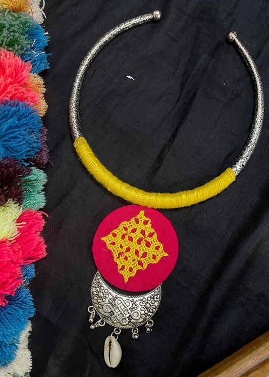 Dark Pink Kutchi Necklace By Gamthi Fashion