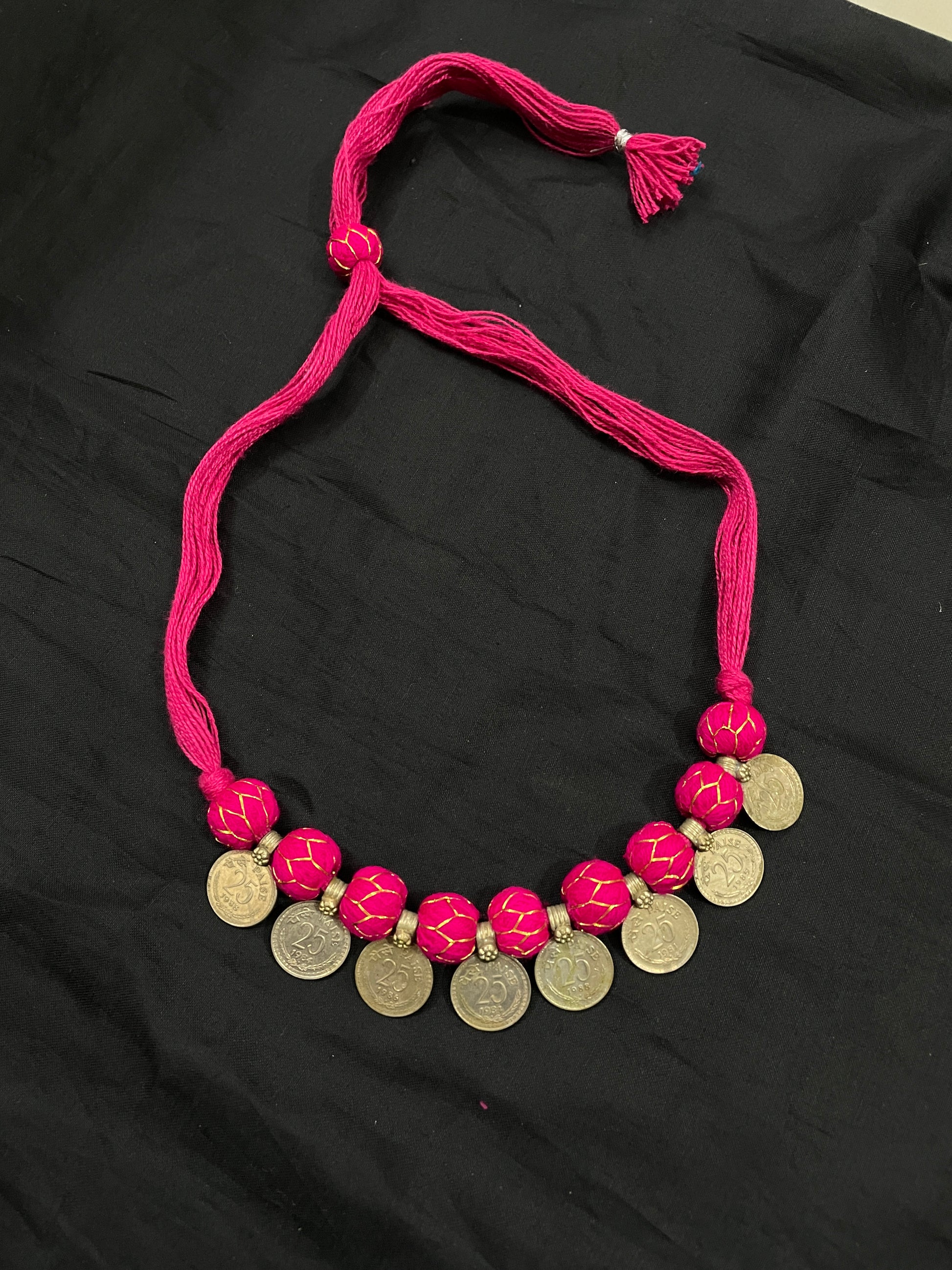 Dark Pink Rani Vintage Necklace By Gamthi Fashion