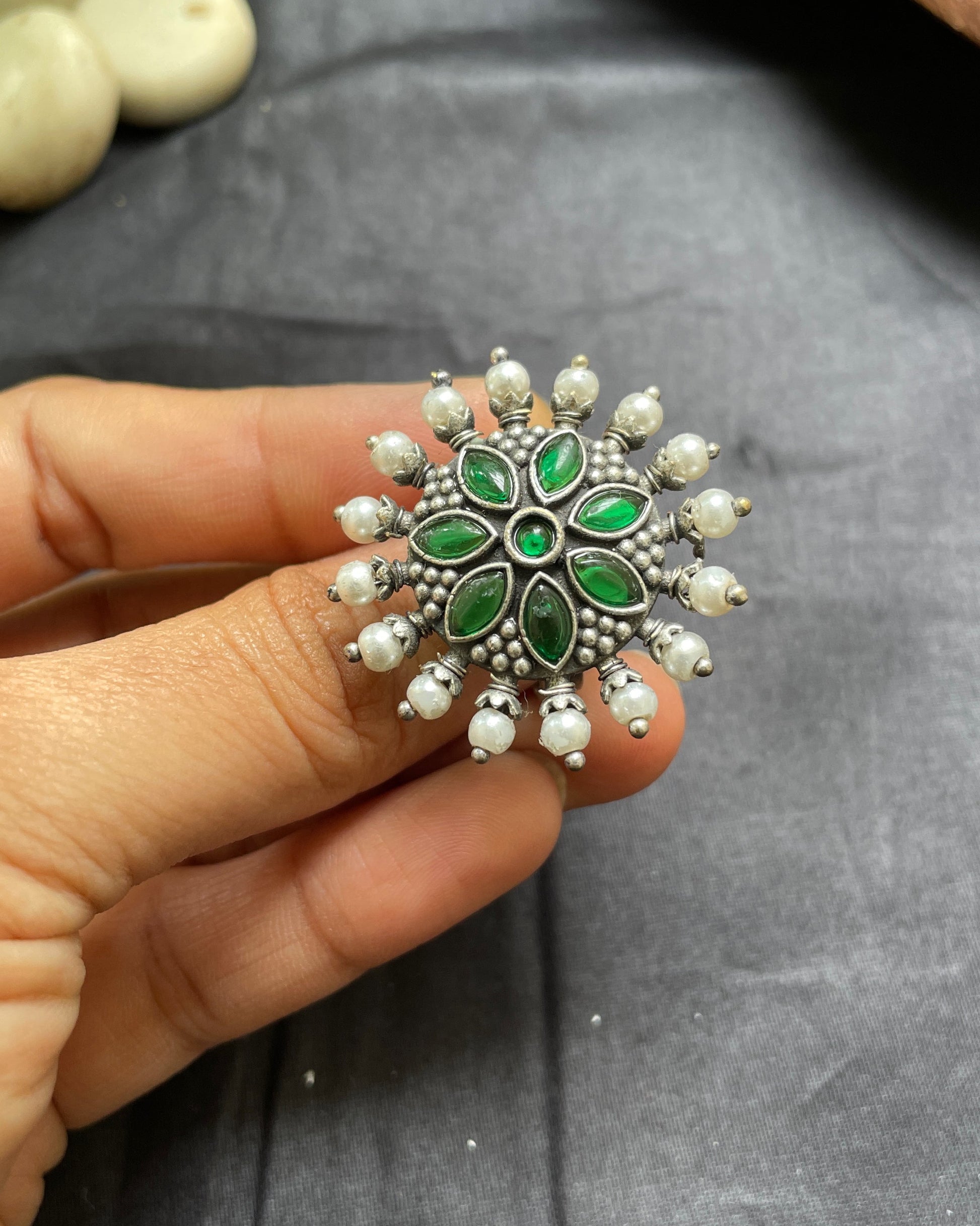 Emerald Bloom Ring By Gamthi Fashion