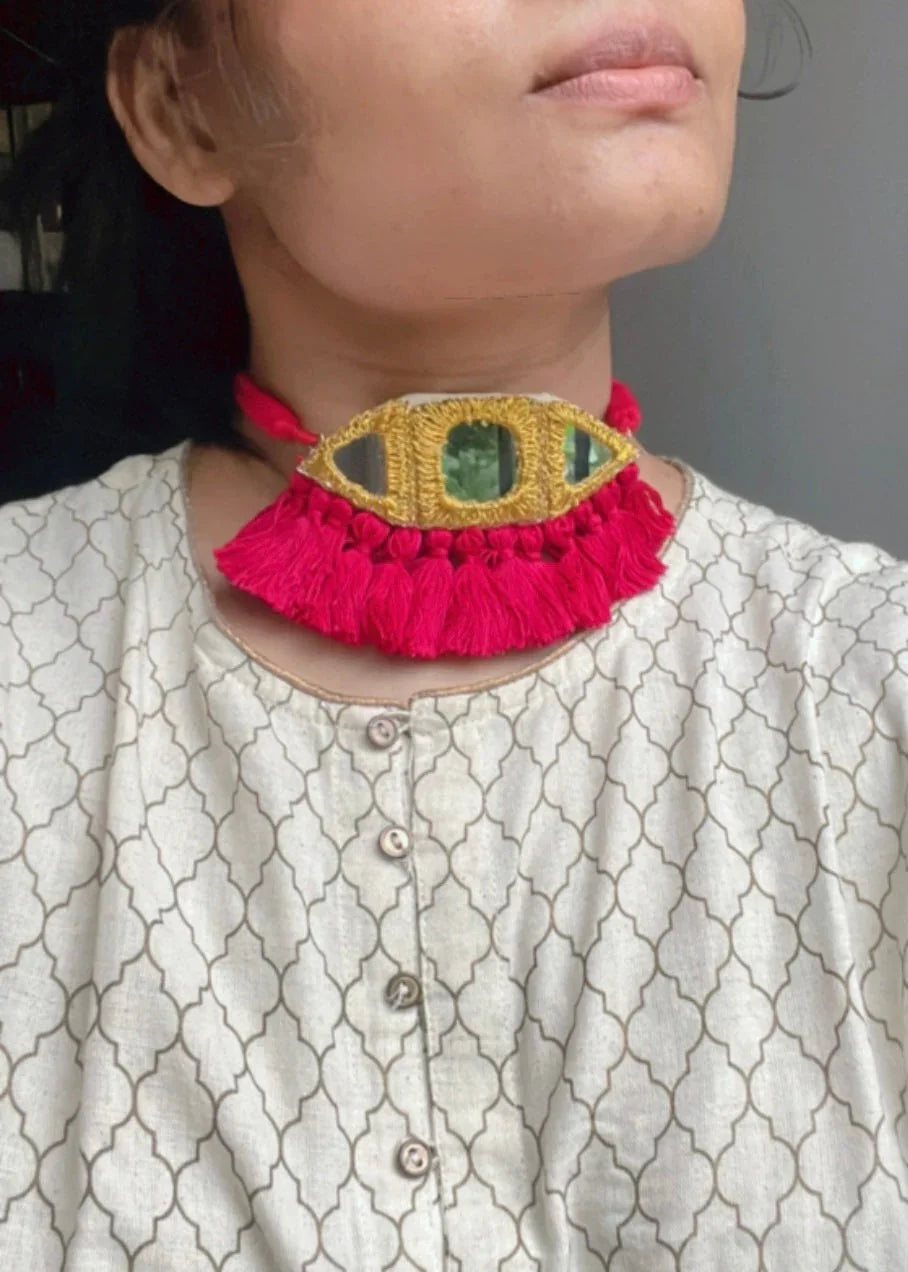 Eye Mirror Work Necklace By Gamthi Fashion