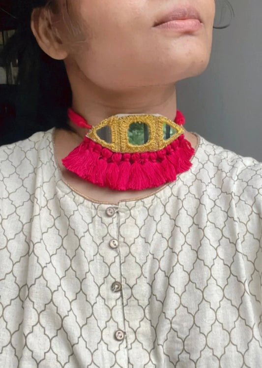 Eye Mirror Work Necklace By Gamthi Fashion