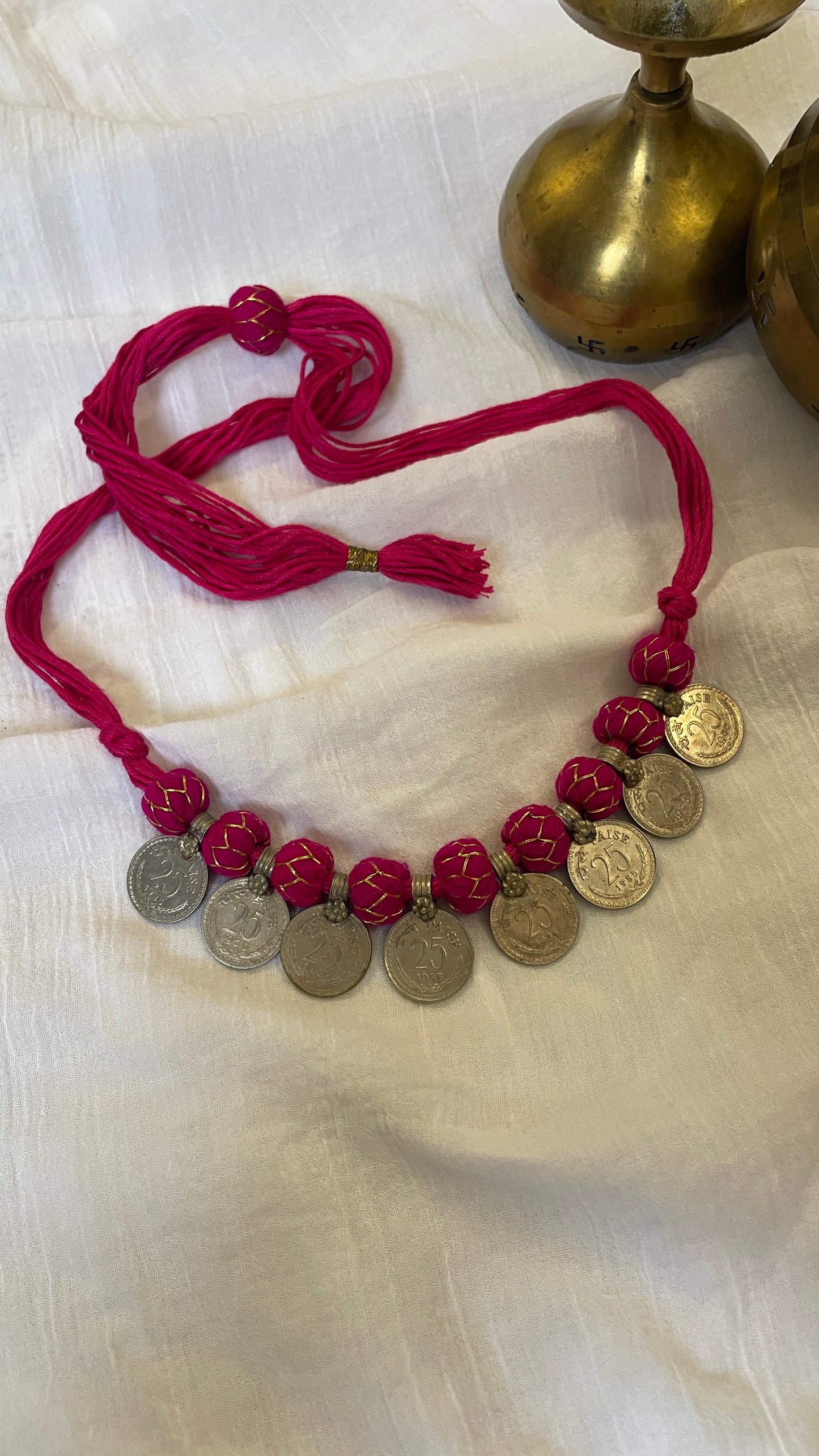Pink 25paisa coin Vintage Necklace