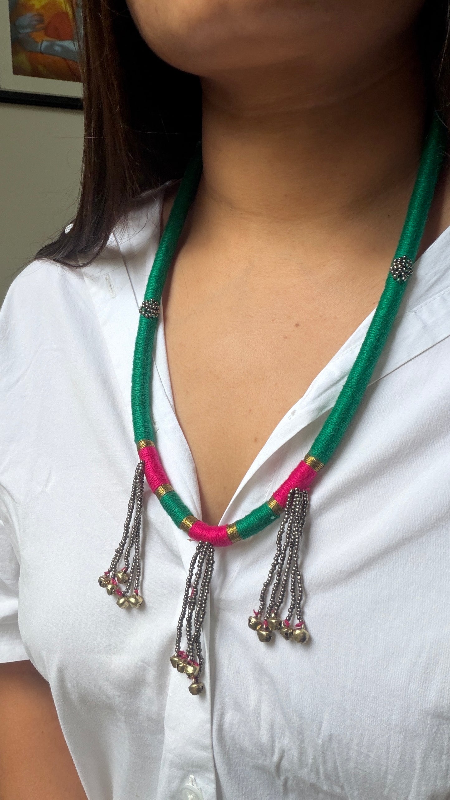Hara gulabi tassel necklace