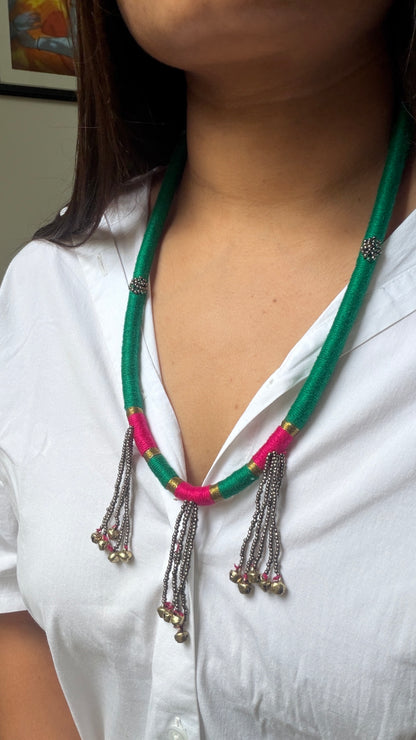 Hara gulabi tassel necklace