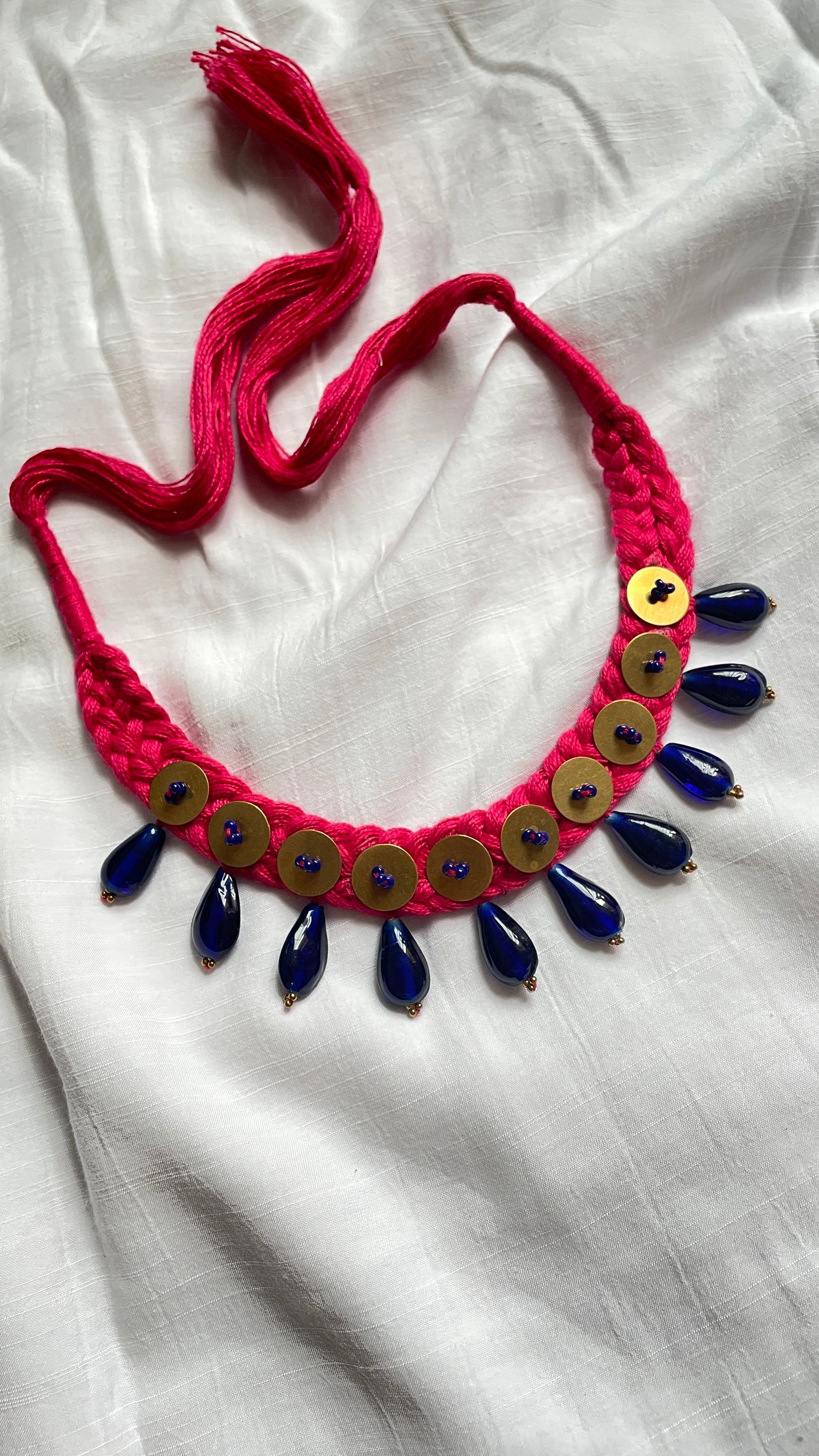 vintage Glass Beads pink Necklace