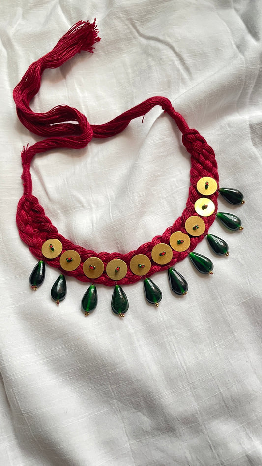 vintage Glass Beads maroon Necklace