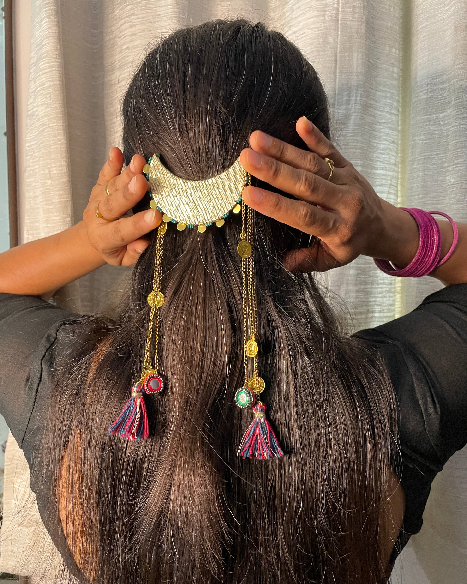 Golden Gleam Moon Clip 2  By Gamthi Fashion