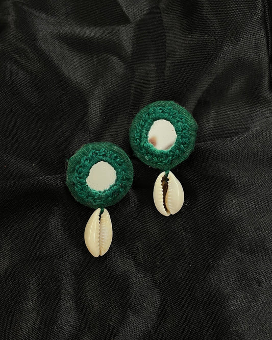 Green Dot Mirror Work Earrings By Gamthi Fashion