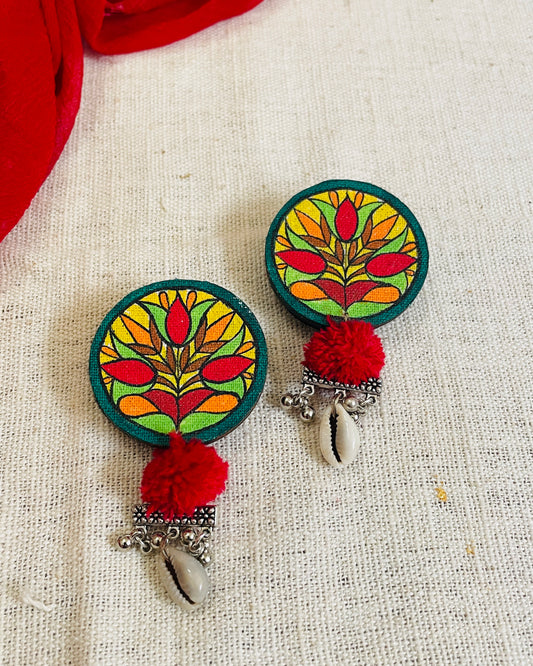 Green Flower Hand Painted Earring By gamthi Fashion
